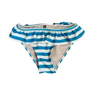 Tea Collection Turquoise and White Ruffled Bikini Bottom